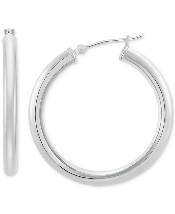 Macy's Polished Round Hoop Earrings in 14k Gold, 30mm - Macy's