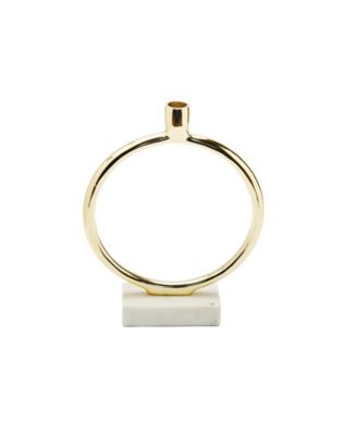 Circular Taper Candle Holder On Marble Base, 11.75" H