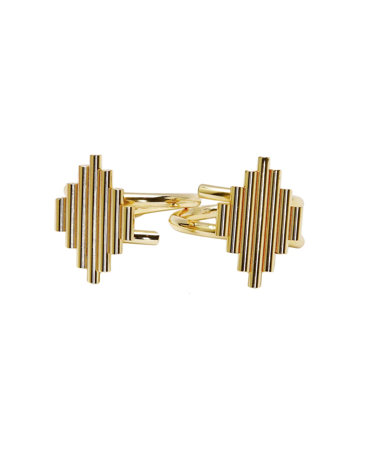 Classic Touch Symmetrical Design Napkin Rings, Set Of 2 In Gold