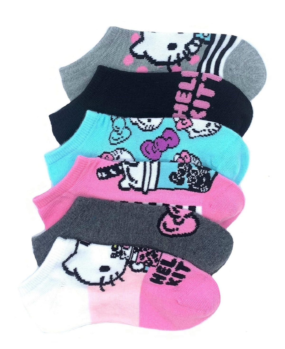 Hello Kitty Kids' Big Girls No Show Socks, Pack Of 6 In Pink