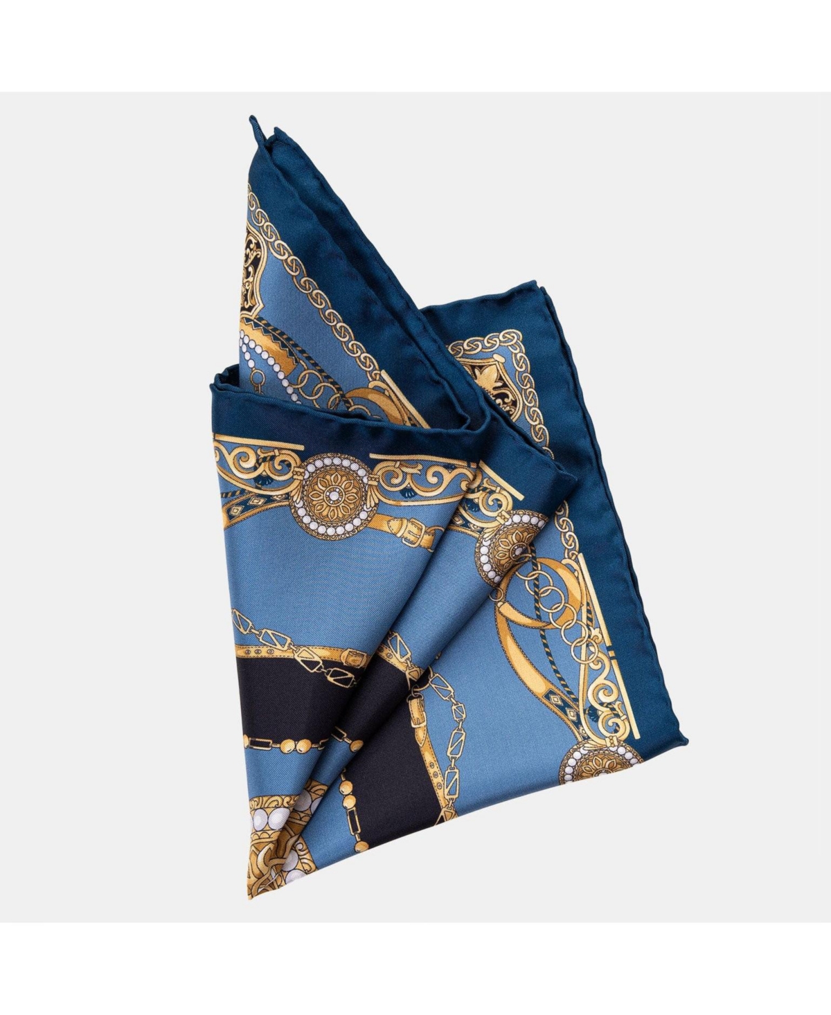 Men's Bernini - Large Silk Pocket Square for Men - Blue