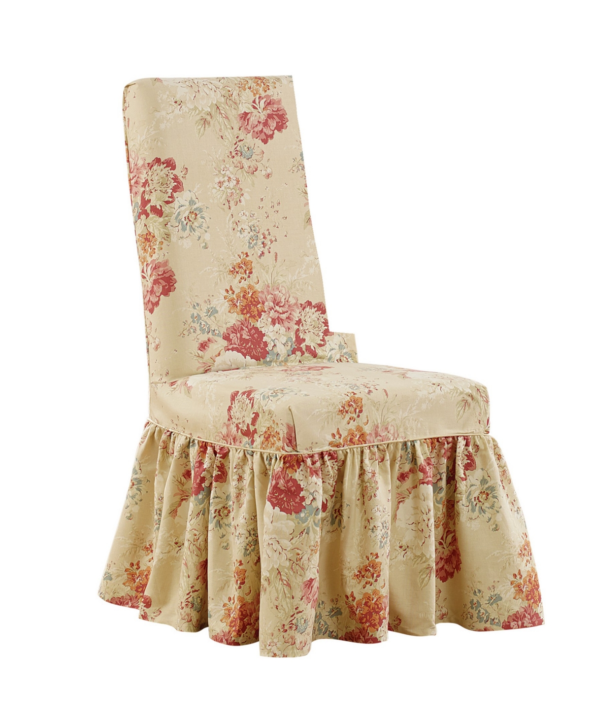 Waverly Ballad Bouquet Long Dining Chair Slipcover, 42" X 19" In Blush