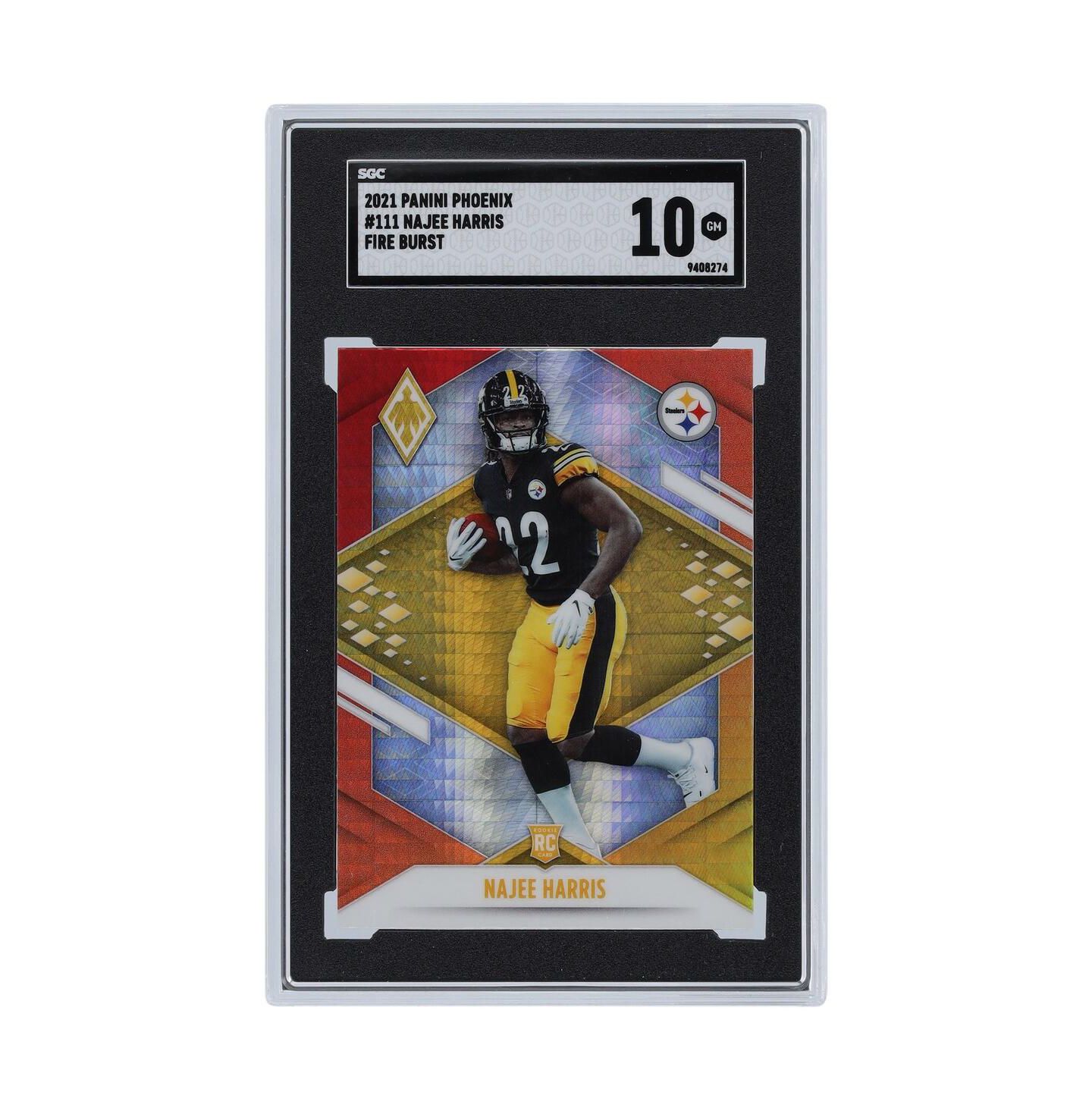 Детские фигурки Panini America Najee Harris Pittsburgh Steelers 2021 Phoenix Fire Burst #111 SGC 10 Trading Card, 14 Years & Up — фото 3