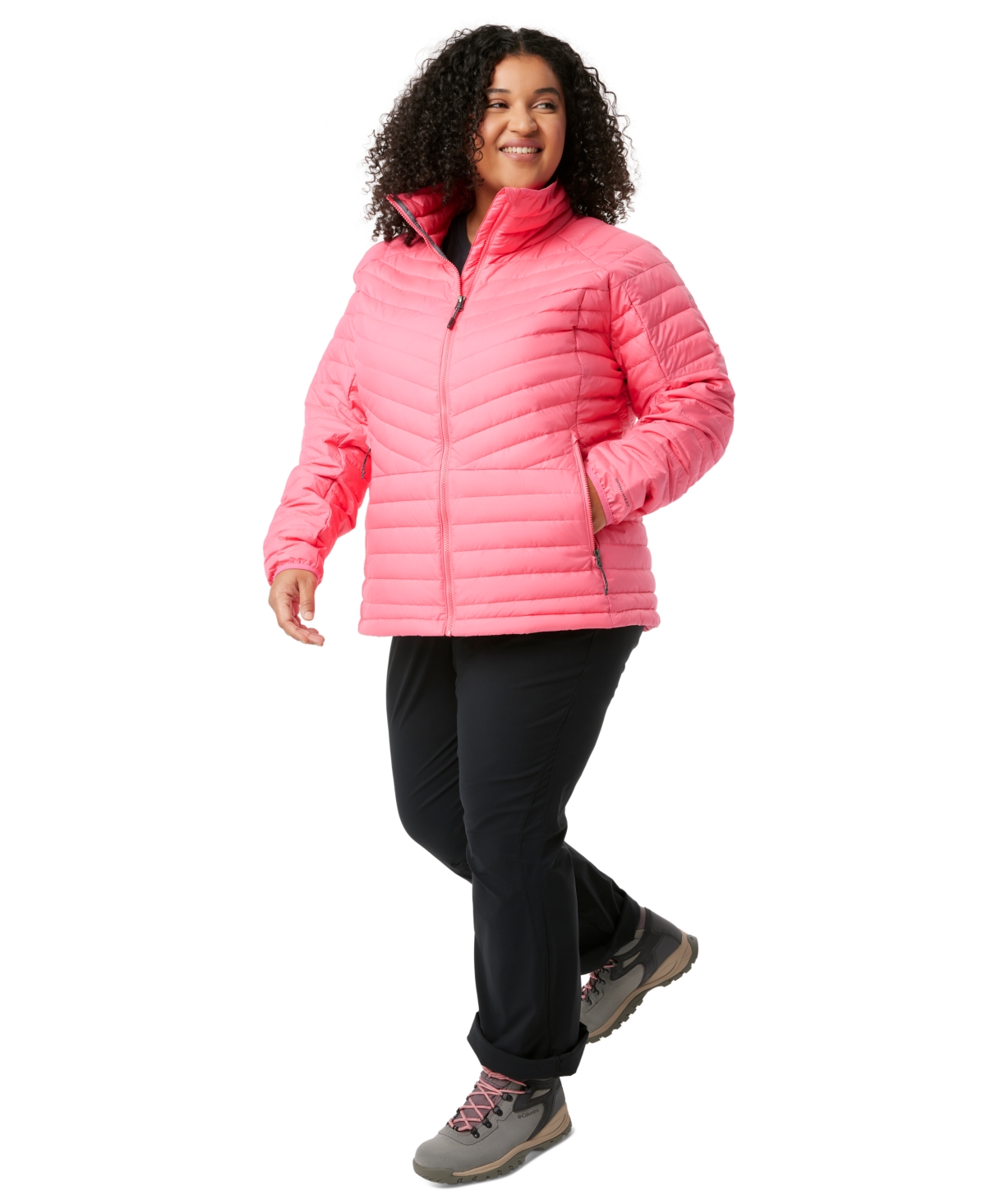 Columbia Plus Size Powder Lite Quilted Mock-neck Puffer Coat In Camellia Rose