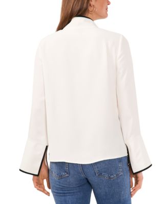 Women's Split-Neck Contrast-Trim Tunic Top