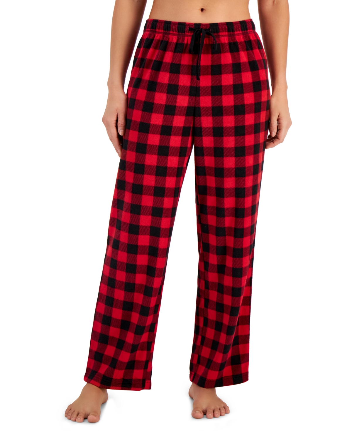 Charter Club Women's Printed Fleece Pajama Pants, Created For Macy's In Classic Buf Chk