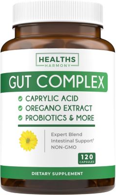 Gut Complex with Caprylic Acid, Oregano Leaf, Probiotics Capsules, Health's Harmony, 120ct