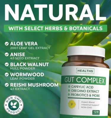 Gut Complex with Caprylic Acid, Oregano Leaf, Probiotics Capsules, Health's Harmony, 120ct