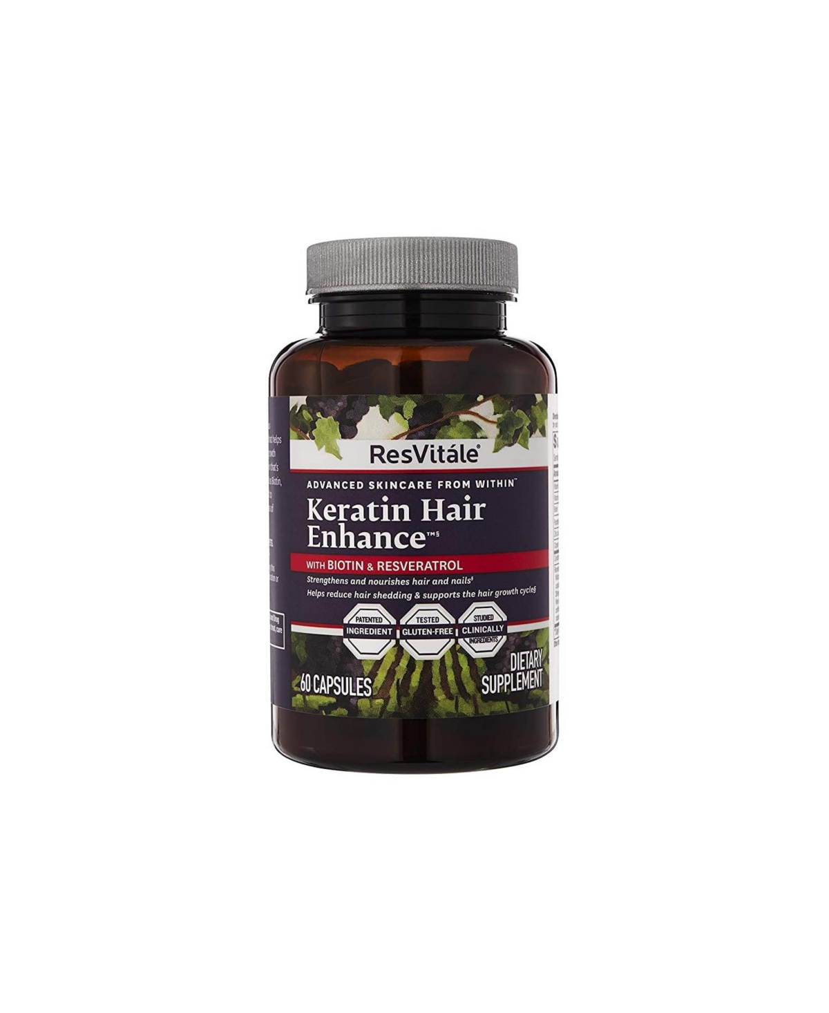 ResVitale Keratin Hair Enhance with Biotin and Resveratrol - 60 Capsules