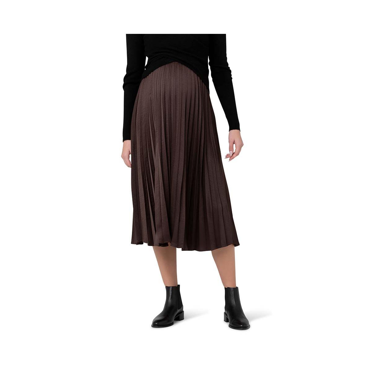 Maternity Ripe Satin Pleat Skirt Chocolate - Chocolate