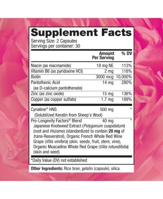 Keratin Hair Booster, Hair and Nails Supplement, Supports Healthy Thickness and Shine with Biotin, 60 Capsules (30 Servings)