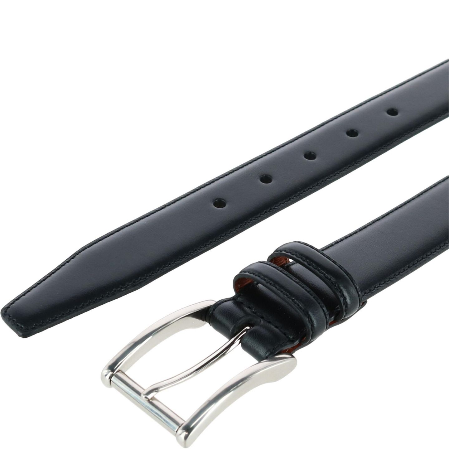 Мужской ремень TRAFALGAR Lorenzo 32mm Dropped Edge Leather Dress Belt, цвет: Чёрный — фото 2