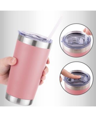 20oz Stainless Steel Tumbler With Lid and Straw - Sweat-Free Travel Coffee Mug Tumbler Cups