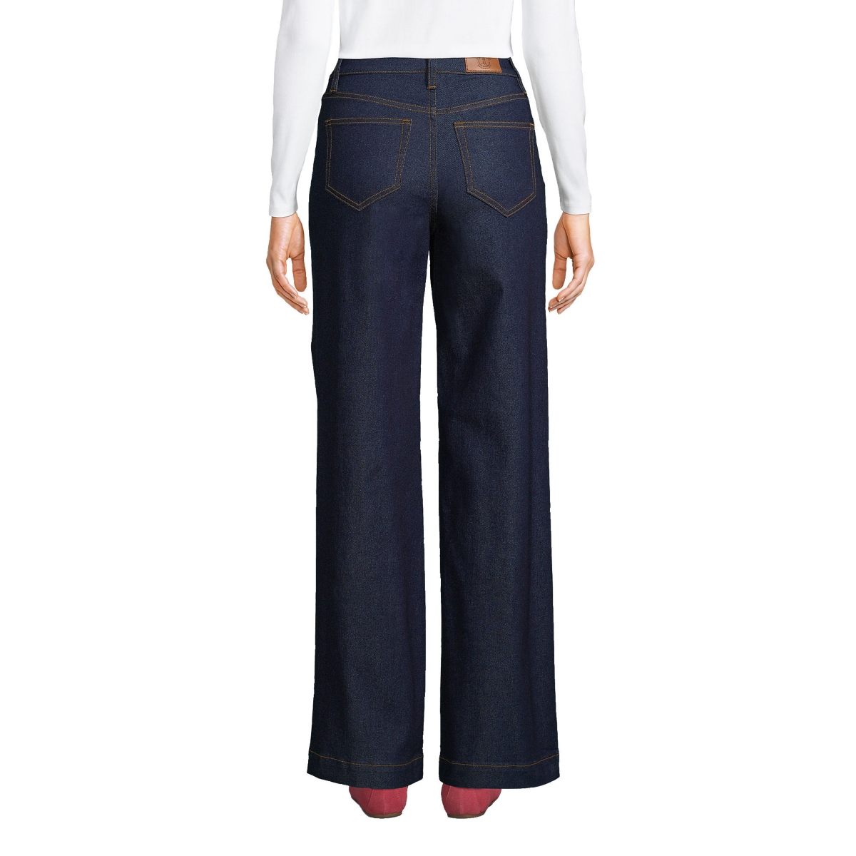 Lands' End Women's Tall Recover High Rise Wide Leg Blue Jeans