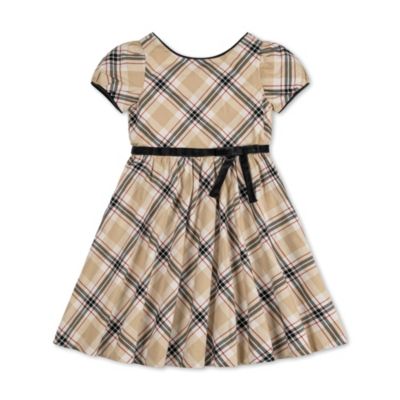 Toddler Girls Puff Sleeve Party Dress with Velvet Trim, Toddler|Child