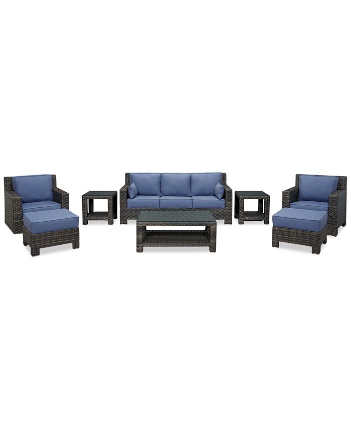 Furniture Viewport Outdoor Wicker 8Pc. Seating Set (1 Sofa, 1 Club Chair, 1 Swivel Glider, 2