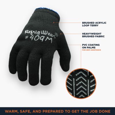 Men's Herringbone Grip Glove - Durable Non-Slip Work Gloves for Cold Conditions, Pack of 12 Pairs