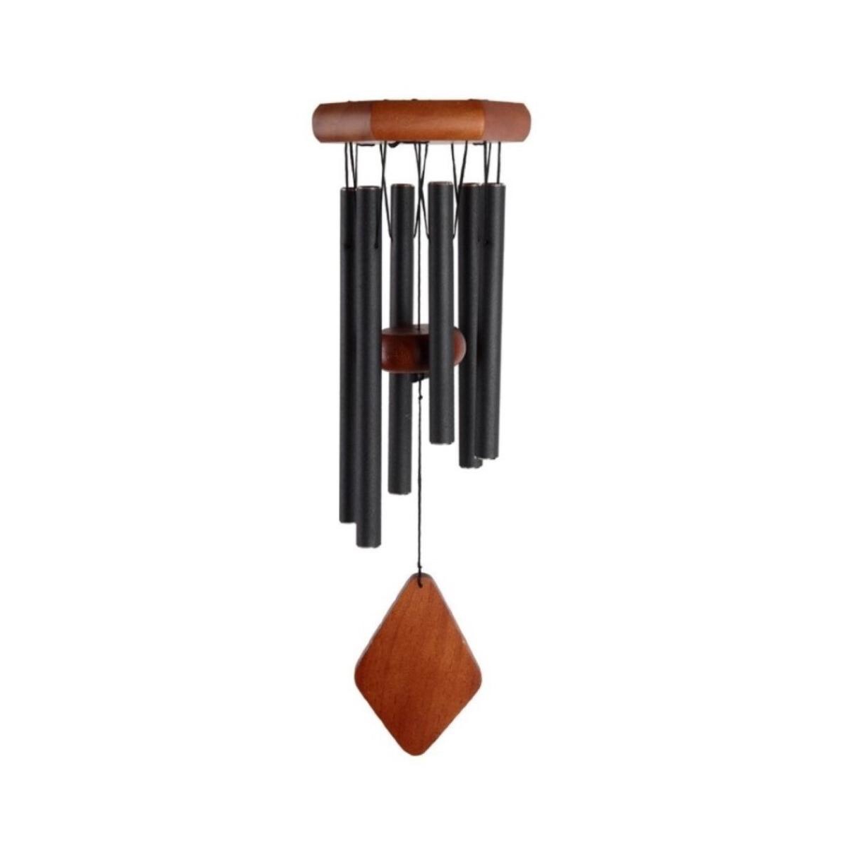 Fc Design Long Wooden Top Wind Chime withTube Home Decor Perfect Gift for House Warming, Holidays and Birthdays - Black