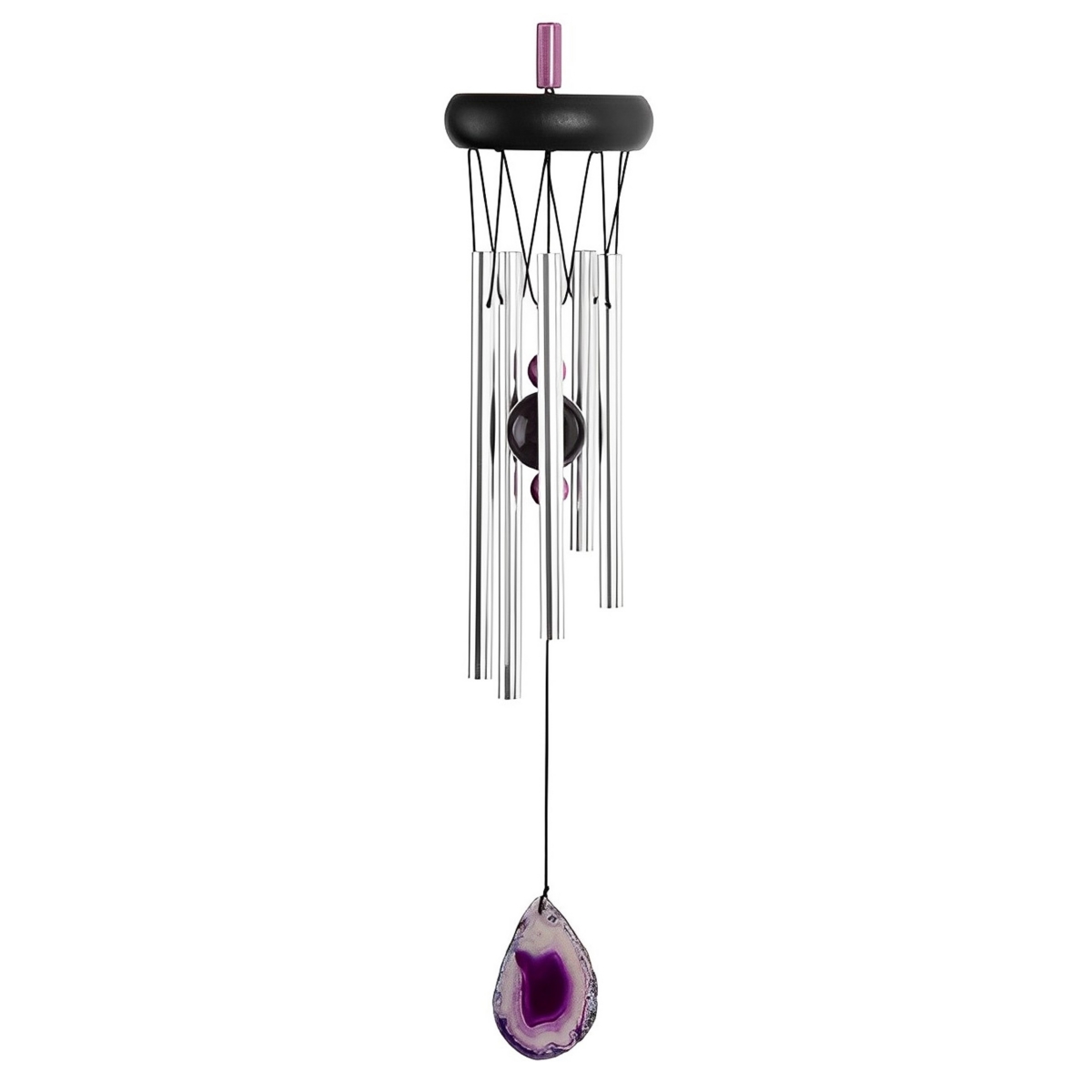 Fc Design Long Wooden Top Purple Geode Wind Chime Home Decor Perfect Gift for House Warming, Holidays and Birthdays