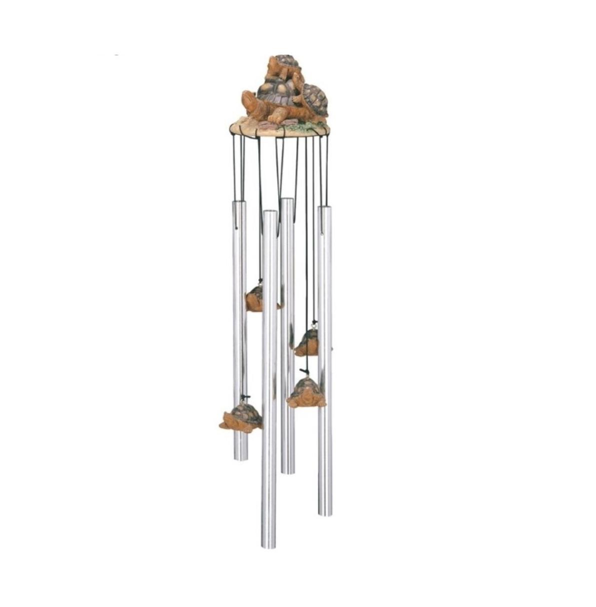 23" Long Turtle Round Top Wind Chime - Silver