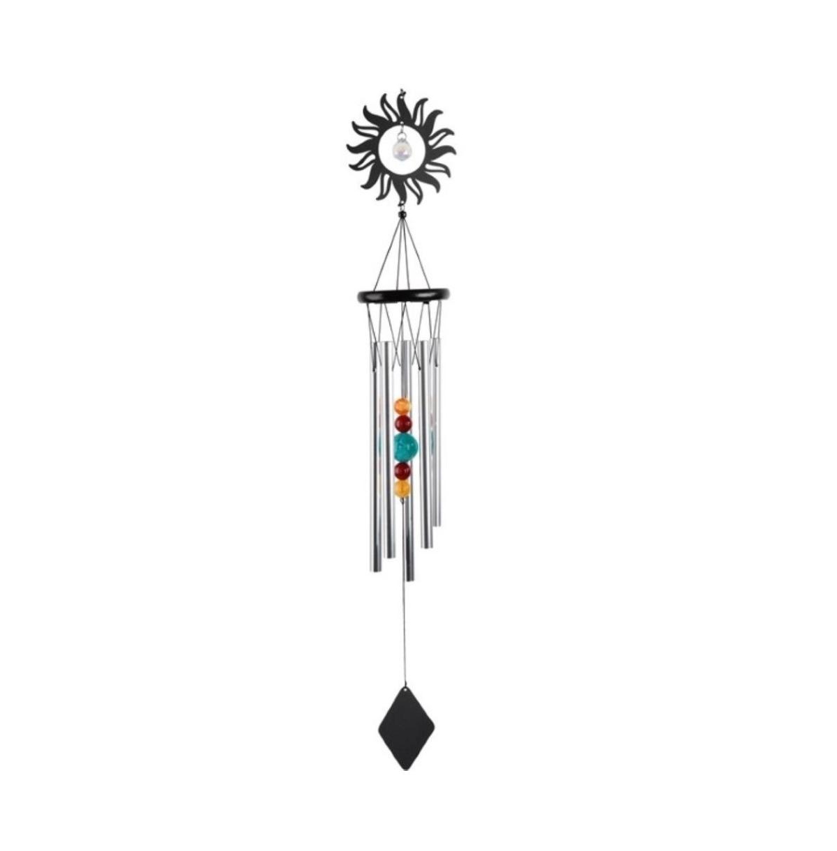 34" Long Metal Black Sun Wind Chime - Black