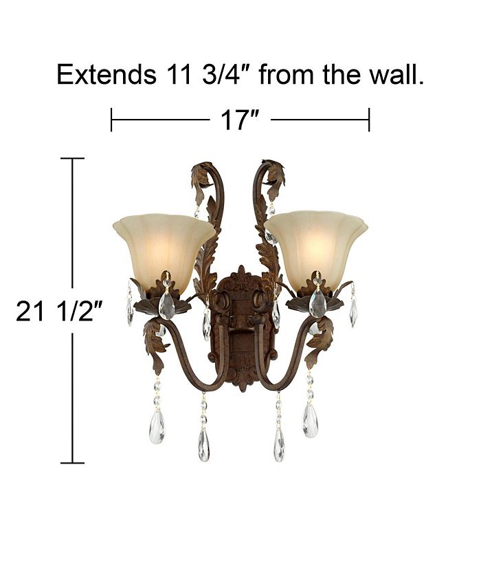 Regency Hill Iron Leaf Wall Sconce Lighting Roman Bronze Hardwired 21.5