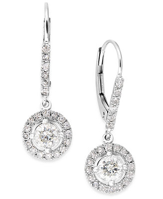 Macy's Diamond Dangle Drop Earrings in 14k White Gold (1 ct. t.w.) - Macy's