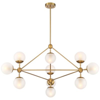Gable Soft Gold Hanging Chandelier Lighting 40.50" Wide Mid Century Modern Sputnik Frosted Glass Globe Shade 10-Light Fixture for Dining Room House Foyer Entryway Kitchen - Possini Euro Design