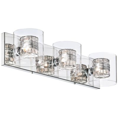 Wrapped Wire Modern Wall Light Chrome 22" Fixture Clear Glass Cylinder Shade for Bedroom Bathroom Vanity Reading Living Room House