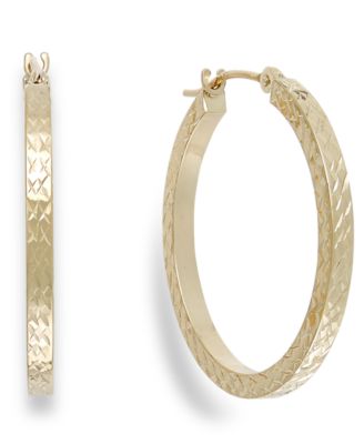 Macy's Diamond-Cut Hoop Earrings in 10k Gold, 25mm - Macy's