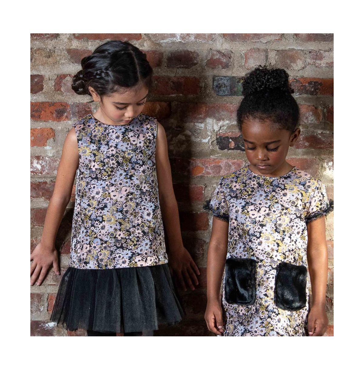 Imoga Collection Little Girls Tanner FW23 Bouquet Novelty Jacquard And Faux Fur Pocket Dress - Open miscellaneous 998