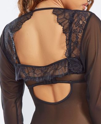 Women's 1 Piece Lingerie Long Sleeve Bolero with Ruffled Trim