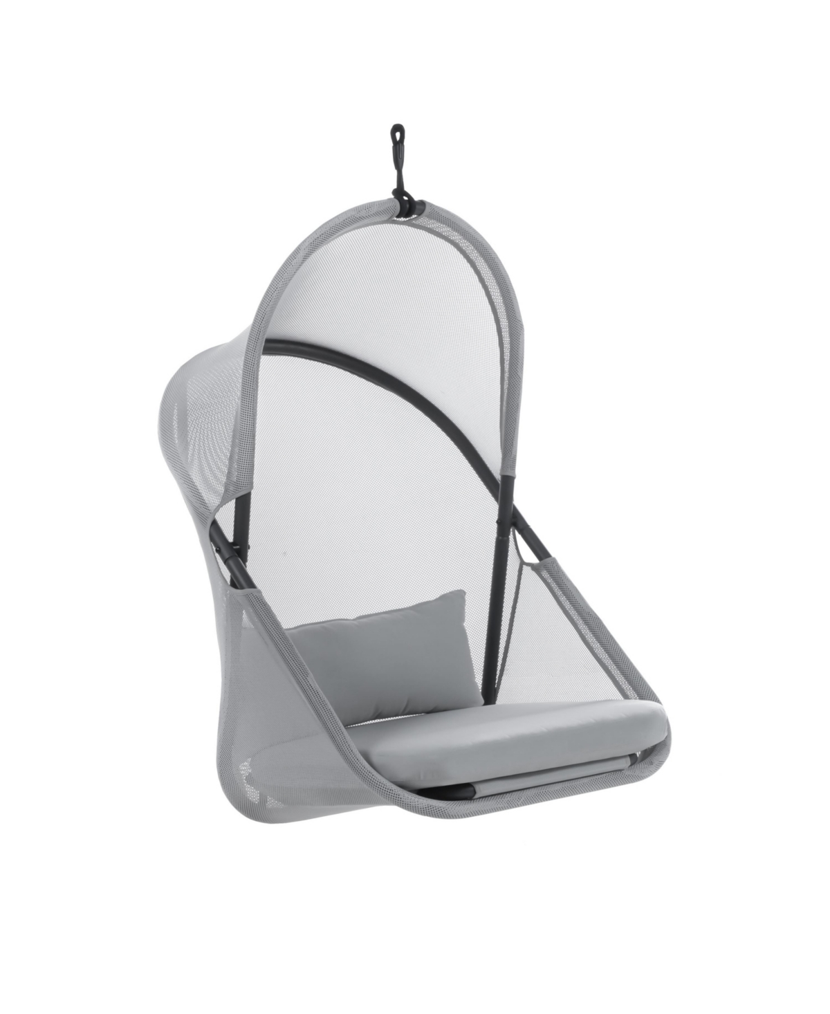 Furniture Of America 43.25" Mesh Foldable Swing Chair With Canopy Low Back Cushion No Stand In Light Gray