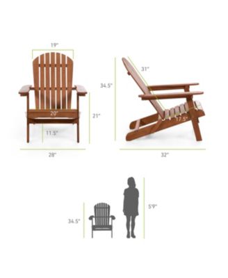 2 Piece Outdoor Eucalyptus Wood Folding Adirondrack Chairs