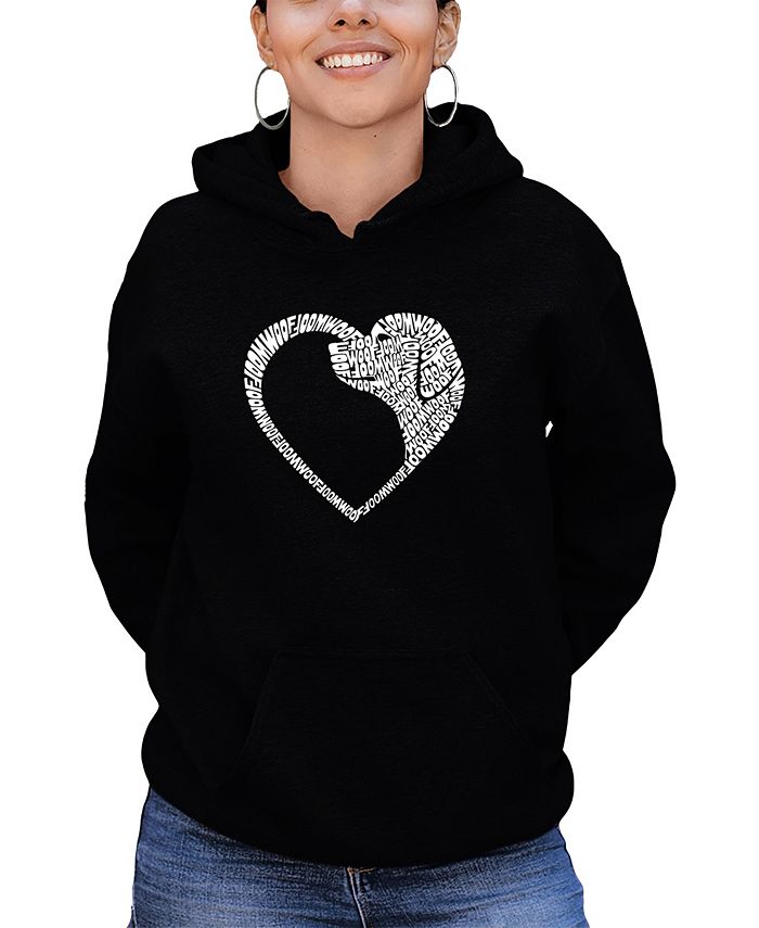 LA Pop Art Women's Dog Heart Word Art Hooded Sweatshirt - Macy's