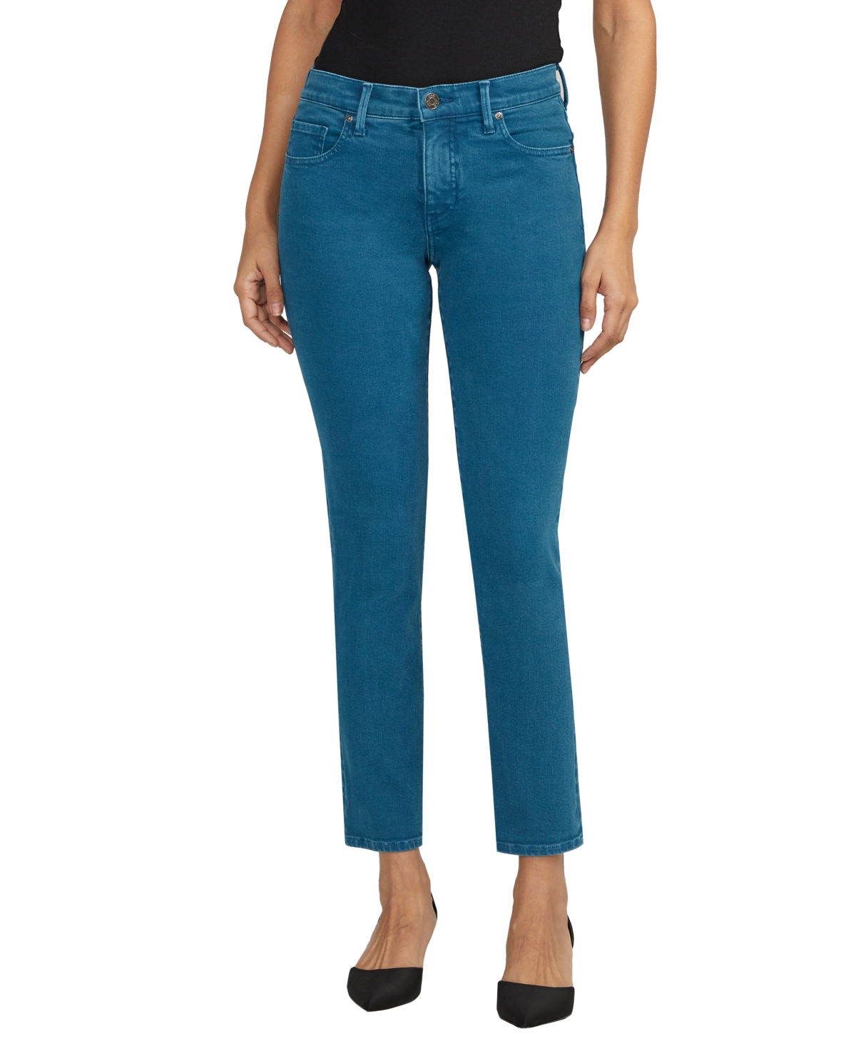 Jag Women's Cassie Mid Rise Slim Straight Leg Pants In Moroccan Blue