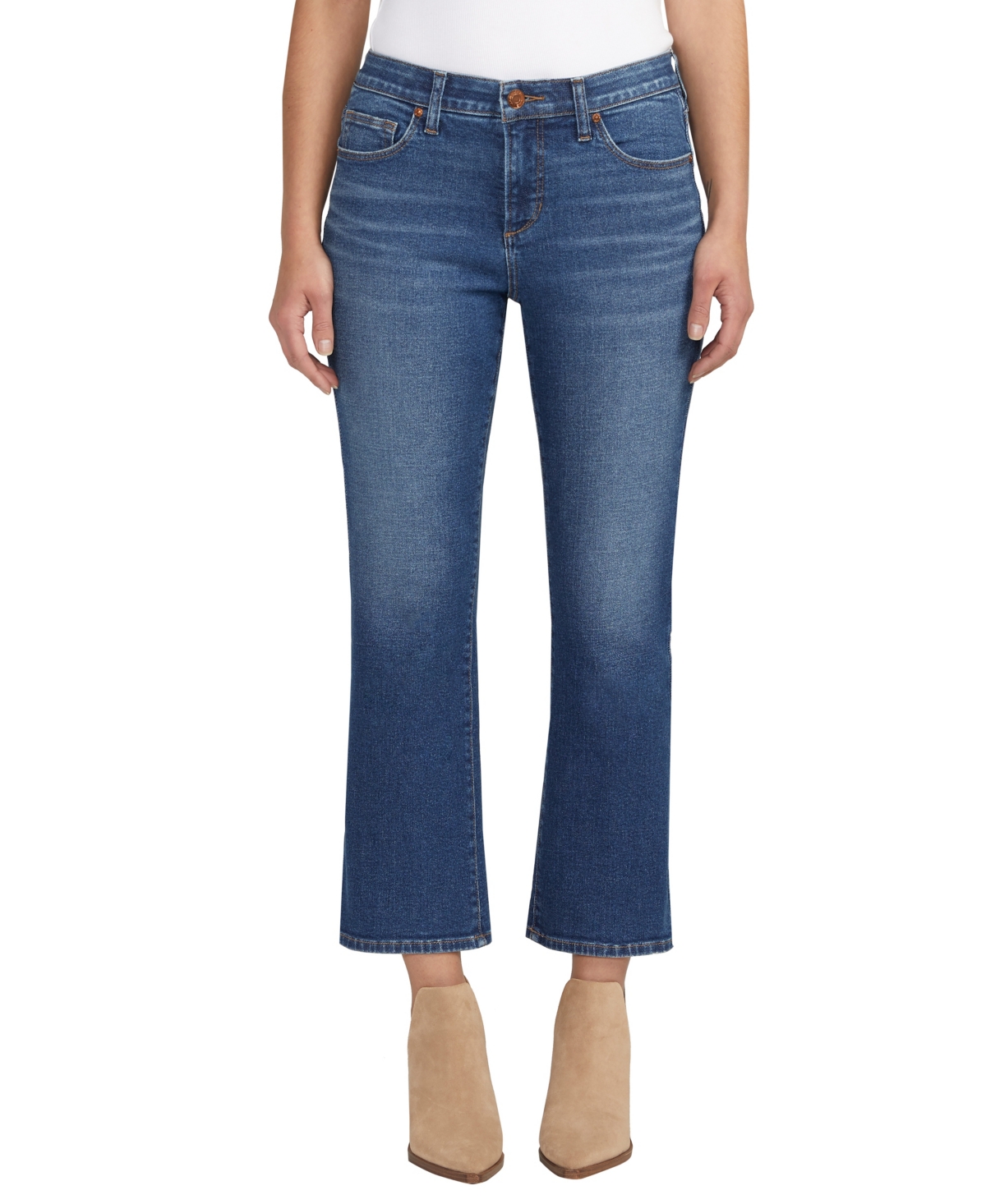 Jag Women's Eloise Mid Rise Cropped Bootcut Jeans In Jet Set