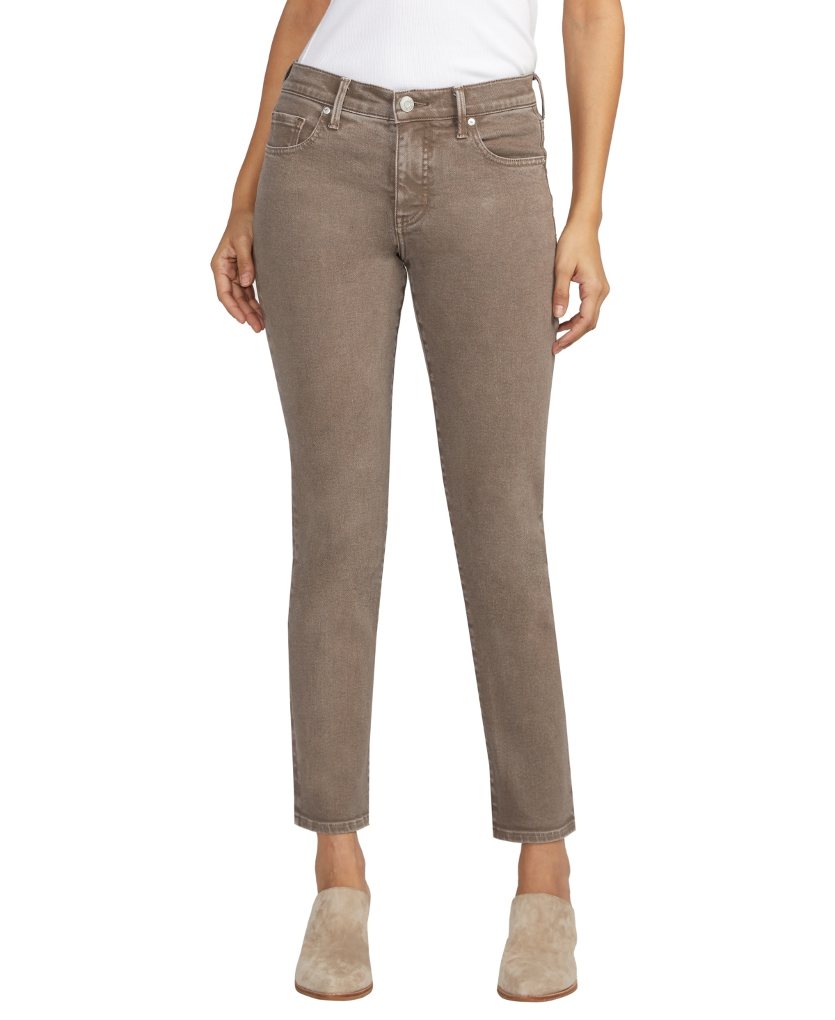 Jag Women's Cassie Mid Rise Slim Straight Leg Pants In Taupe