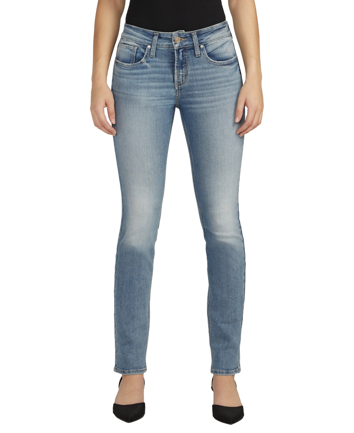 Silver Jeans Co. Women's Suki Mid Rise Curvy Fit Straight Leg Jeans