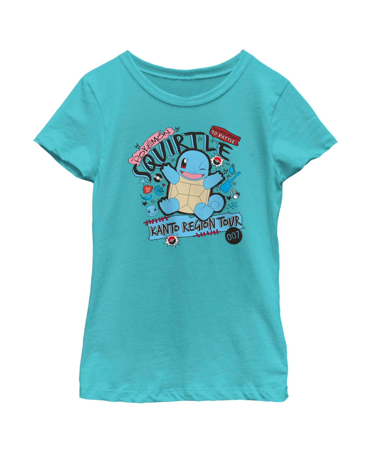 Nintendo Girl's Pokemon Squirtle Kanto Tour Child T-shirt In Tahiti Blue