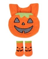Baby Essentials Baby Boys and Baby Girls Holloween Bib and Socks Set - Orange