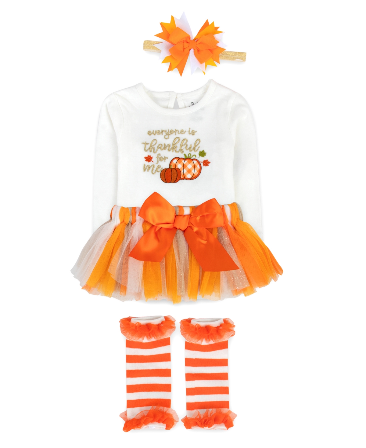 Baby Essentials Baby Girls Thanksgiving Tutu Outfit, 4 Piece Set
