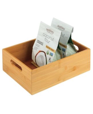 mDesign Bamboo Wood Compact Food Storage Bin with Handle - 12 x 9 x 4 ...