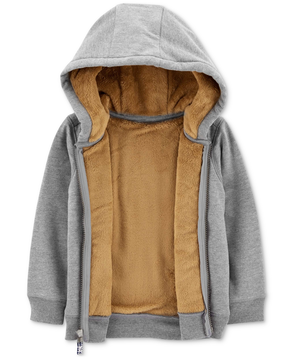 Shop Carter's Toddler Boys Faux-sherpa-lined Full-zip Hoodie In Gray