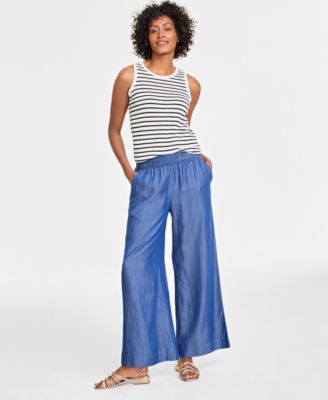 On 34th Women s Pull On Chambray Wide Leg Pants Created for Macy s Macy s