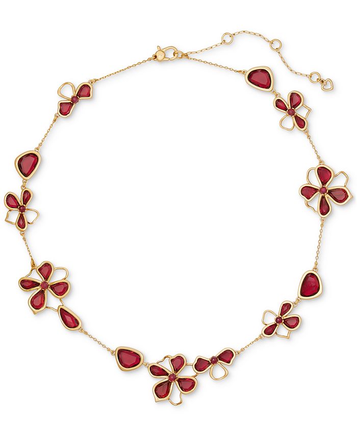 kate spade new york Gold-Tone Color Flower Statement Necklace, 16