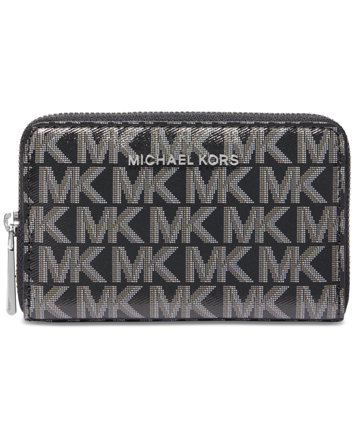 Michael Kors Michael  Logo Jet Set Small Zip Around Card Case In Gift Box In Black