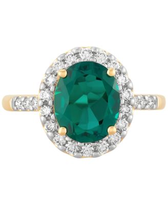 Lab Grown Emerald (2-5/8 ct. t.w.) & Lab Grown Diamond (1/2 ct. t.w.) Oval Halo Ring in 14k Gold
