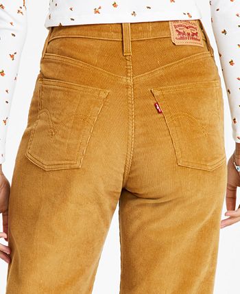 Levi's NWT Ribcage Straight Ankle Brown Corduroy Velvet Jeans Pants 26