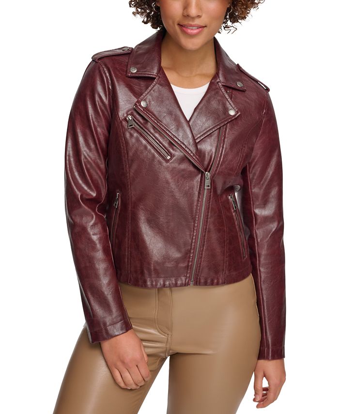 Leather biker jacket Tommy Hilfiger Brown size L International in